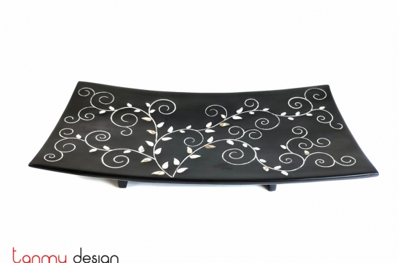 Lacquer tray with pearl flowers size M